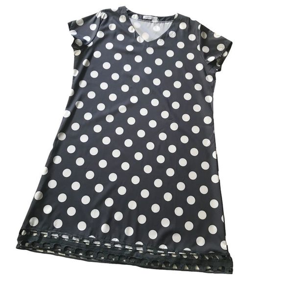 MISSLOOK Plus Size Dress Slip On Shift Style Short Sleeve Gray & White Size 3X - Picture 1 of 5